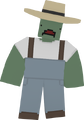 Zombie with farmer clothing.